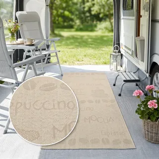 OTTO home Läufer "Coffee, Kaffee-Motive, In- und Outdoor geeignet" rechteckig 5 mm Höhe Wetterfest, UV-beständig, Küchenläufer, Camping, Balkon, beige