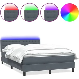 vidaXL Boxspringbett mit Matratze & LED Dunkelgrau 140x220 cm Samt - Grau