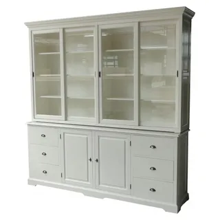 Casa Padrino Landhaus Buffetschrank im Shabby Chic Stil, Weiß, 240 x 50/40 x 240 cm - Weiß