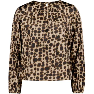 Satinbluse ZERO "Satin-Bluse mit Print.", Damen, Gr. 34, beige (beige, braun), Obermaterial: 96% Polyester Pol. recyc.. 4% Elasthan EL., Blusen Satinbluse