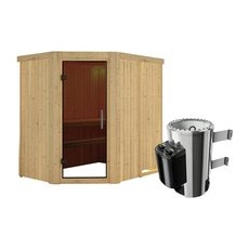 KARIBU Sauna »Wenden«, inkl. 3.6 kW Saunaofen mit integrierter Steuerung, für 3 Personen - beige