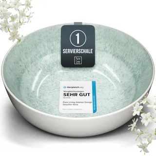 Steingut Servierschüssel Ibiza TESTSIEGER, Traumhafte Mediterrane Salatschüssel, Servierschale - Bowl Schüssel Groß, Salatschale - Pure Living in Türkis