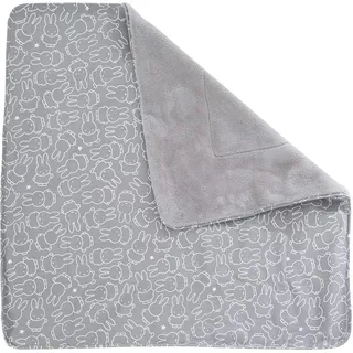 roba Babydecke miffy - 80 x 80 cm - Baby Kuscheldecke 2 seitig mit Hasen Motiv - für Mädchen & Jungen - im Kinderwagen nutzbar - Grau