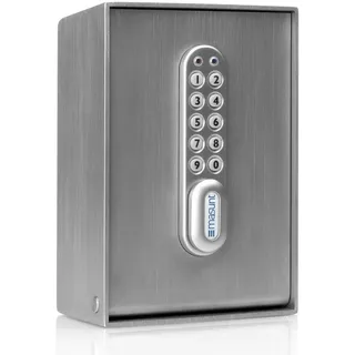 masunt Schlüsseltresor 2120 E Code | innovative Online-Codevergabe aus der Ferne | elektronischer Schlüsselsafe aus massivem V2A Edelstahl | maximale Sicherheit | wetterfest | silber