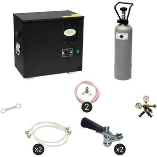 ich-zapfe Komplett Set Zapfanlage, Bierzapfanlage AS-40, 2-leitig, Durchlaufkühler, Nasskühler - Untertheke, Green Line, Zapfkopf:ohne,Zapfkopf 2:Flach