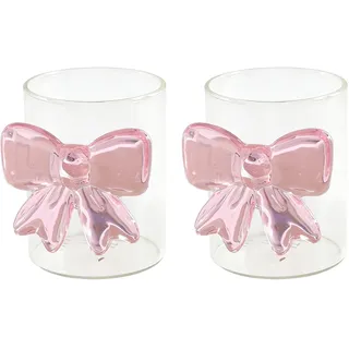 Klassische Martini Gläser 300 ml Klare Margarita Gläser Cocktailgläser Champagnergläser Martinigläser aus Kristallglas mit Rosa Schleife für Hochzeiten, Verlobungen und Besondere Anlässe (#2-2 Stück)