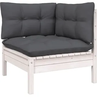 VidaXL 806629, Holz, Stoff, Polyester, Erwachsene & Kinder, 635 mm, 635 mm, 625 mm, 5 cm - Weiß