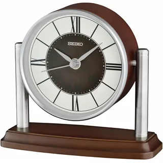 Seiko Clock Tischuhr Silber-braun Aluminium Holz