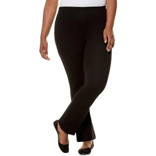 Ulla Popken Damen große Größen Übergrößen Plus Size Hose, Yogahose, Jersey, ausgestelltes Bein, Elastikbund schwarz 58+ 701154100-58+