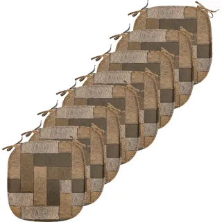 ABAKUHAUS Schokolade Polster für Esszimmerstühle, Holzparkett Motiv, Dekoratives wasserfestes Kissen mit Riemen für Küchensitze, 40 cm x 40 cm-8er Pack, Beige - Beige