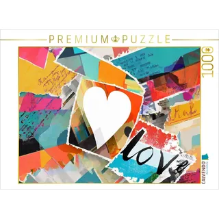 Calvendo Abstrakt buntes Design mit Herz und Text Love | Foto-Puzzle für glückliche Stunden