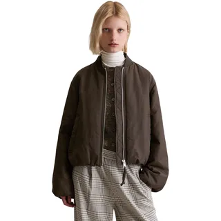 Blouson MARC O'POLO DENIM "im Aviator-Stil relaxed fit cropped aus recyceltem Polyester", Damen, Gr. L, schwarz espresso, Obermaterial: 100% Polyester, relaxed fit normal, Jacken Blouson