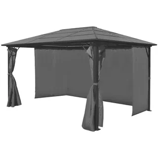 vidaXL Pavillon mit Vorhängen Anthrazit Aluminium 400 x 300 cm - Grau