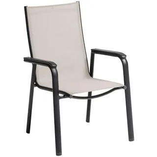 Kettler Stapelsessel , Creme, Schwarz , Metall, Textil , Flachrohr , 60x100x61 cm , stapelbar , Gartenmöbel, Balkonmöbel, Balkonstühle