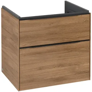Villeroy & Boch Subway 3.0 Waschbeckenunterschrank, 2 Auszüge, 622x576x478mm, C57601RH, Farbe: Front/Korpus: Kansas Oak, Griff: Volcano Black