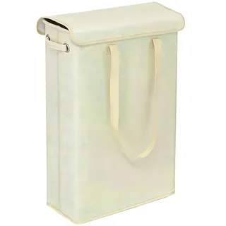 Schmaler Wäschekorb mit Deckel, 45 L, großes Fassungsvermögen, Wasserdichter Faltbarer Wäschekorb für Bad und Schlafzimmer, Klein (Beige)
