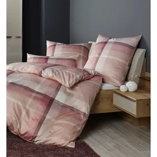 JANINE Bettwäsche "Carmen 5511255112 07 * 155X220,80x80", rot (rot koralle), B/L: 135cm x 200cm, 1 Stk., 1 Stk., Interlock-Jersey, B/L: 80cm x 80cm, Interlock-Jersey, Obermaterial: 100% Baumwolle, Bettwäsche, Bettwäsche, mit Reißverschluss