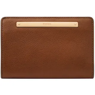 Fossil Damen Liza Leder Multifunktions Bifold Wallet für Frauen, Braun mit Gold, Einheitsgröße