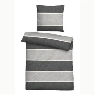 biberna Melange Flanell-Wendebettwäsche 0840506-017 Größe 135x200 cm, sturmgrau - Grau