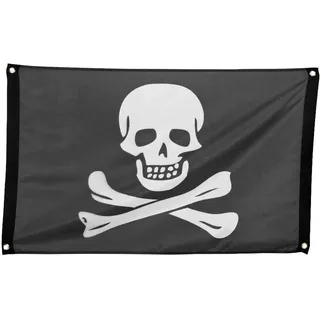 Boland 74162 - Fahne Pirat, Größe 60 x 90 cm, Polyester, Totenkopf, Flagge, Banner, Wanddekoration, Hängedekoration, Kindergeburtstag, Mottoparty, Karneval, Halloween