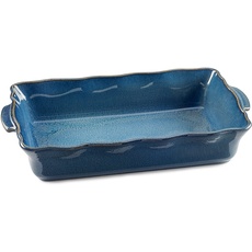 ESPRIT DE CUISINE - Auflaufform, rechteckig, aus Keramik, ergonomische Griffe, kratzfest, leicht zu reinigen, hergestellt in Frankreich, 1 l, 25,7 x 15,2 x 5,5 cm, außen – Blau