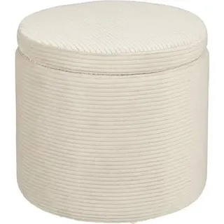 MICA Decorations Pouf mit Stauraum - H41 x Ø42 cm - Cremeweiß