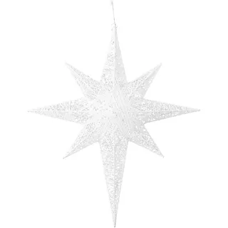 BELIANI Outdoor LED Weihnachtsbeleuchtung Weiß Metall 67 cm Sternform mit Stromanschluss zum Aufhängen für Innen und Außen Deko Adventsdekoration - Weiß