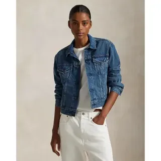 Polo Ralph Lauren für Damen. 211969408001 Trucker-Jacke aus blauem Denim (S), Lässig, Baumwolle