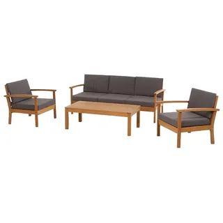 Siena Garden Gartenlounge-Set »Tavira« 2x Sessel, 1x 2er-Sofa, 1x Tisch, Eukalyptus FSC 100%, inkl. Kissen, braun