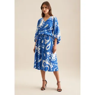 Midirock SEIDENSTICKER "Schwarze Rose", Damen, Gr. 36, blau, 65% Baumwolle, 35% Leinen, Paisley, normal, Röcke Midirock