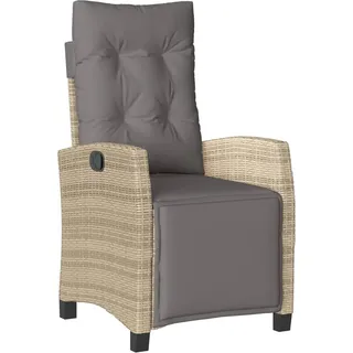 vidaXL Gartensessel mit Fußteil Verstellbar Beigemischung Poly Rattan - Beige