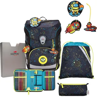 DerDieDas ErgoFlex Easy LED Crazy Schulranzen Set 5tlg. - Grau