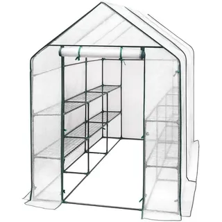 Woltu Foliengewächshaus 143 x 215 x 195 cm weiß