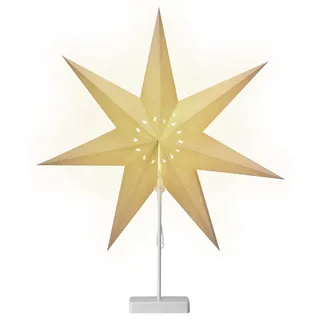 CASARIA® LED Weihnachtsstern mit Ständer Beleuchtet 60 cm Batterie Fenster Weihnachtsdeko Weihnachten Fensterdeko Leuchtstern Dekostern Papierstern - Creme