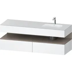 Duravit Qatego Einbauwaschtisch mit Konsolenwaschtischunterbau, 1600x550x600mm, Nische Basalt Matt, Becken rechts, QA4796043, Farbe: Weiß Matt