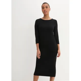 Shirtkleid BONPRIX, Damen, Gr. 36/38 (S), N-Gr, schwarz, Jersey, Obermaterial: 95% Viskose, 5% Elasthan, loose fit, Kleider Shirtkleid, für den Alltag, aus leicht fließendem Material, mit 3/4-Ärmeln