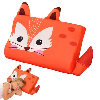 Afenau Schlummerkids Kissen, Calmly Kinderkissen, 45x27x6cm Kinderkopfkissen mit Kopfkissenbezug, Memory Schaum, Ergonomisches Kissen Kinder fur Kinderkissen ab 3 Jahre(Kätzchen) (Fuchs)