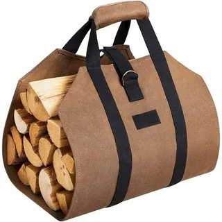 Kaminholzkorb und Kaminholztasche, Brennholz-Holzträger, Canvas-Kaminholz-Tragetasche, extra großer Brennholzträger, Brennholzkörbe für den Innenbereich, für Camping, Canvas-Rucksack