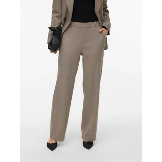 Anzughose VERO MODA "VMMAYA BESTIE MW STRAIGHT PANT NOOS", Damen, Gr. XS (34), Länge 32, beige (moon rock aop:melange), Web, Obermaterial: 94% Polyester, 4% Viskose, 2% Elasthan, bedruckt, meliert, normal, Hosen Anzughose