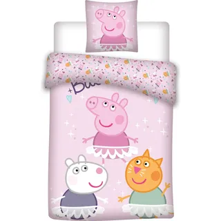 Peppa Pig Bettbezug 3 Schweine 140 x 200 cm rosa
