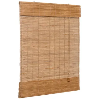 Ventanara® Raffrollo Bambus Bambusraffrollo Rollo inkl Montagematerial (braun, 70 x 220 cm)
