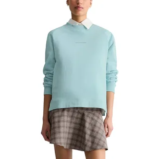 Marc OߴPolo Denim Damen Sweatshirt aus Bio-Baumwolle mit Raglanärmeln, Türkis (Blue Fog), XS