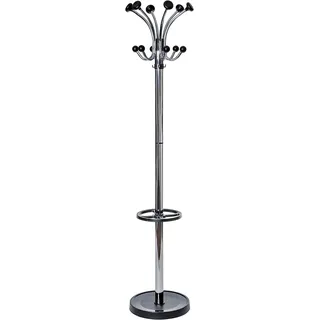 MAUL Garderobenständer MAULnebula | moderne und stabile Standgarderobe für den privaten Gebrauch oder Empfangsräume | edler Kleiderständer aus Stahl im Metallic-Look für Jacke und Mantel | Silber
