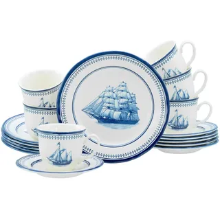 CreaTable Kaffeeservice 18-tlg. blau/weiß