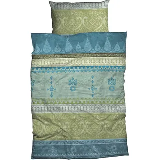 Bettwäsche CASATEX "Indi", grün (jadegrün), B/L: 240cm x 220cm, 1 Stk., 2 Stk., Biber, B/L: 80cm x 80cm & 80cm x 80cm, 3 Stk., Biber, Obermaterial: 100% Baumwolle, Bettwäsche, Bettwäsche, romantisch, orientalisch, weich und gemütlich