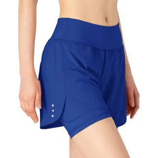donhobo Shorts Damen Yoga Sporthose 2 in 1 Kurze Hosen Trainingshose Schnell Trocknend Laufhose Sweatshorts (Blau, S)