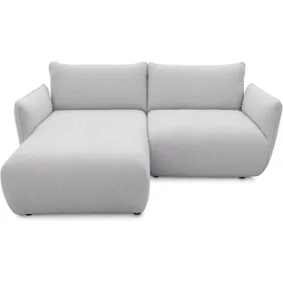 DOMO. collection Ecksofa Minas, kleines Modulsofa in L-Form mit Taschenfederkern und attraktiver Biese-Naht, Sofa, Polsterecke, Eckcouch 194 x 168 x 79 cm (BxTxH), hellgrau