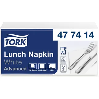 TORK 477414 Soft Lunchservietten weiß 3-lagig, | Karton 10 x 150 serviettes,