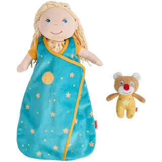 HABA 2011907001 - Puppen-Schlafset Träum schön, Puppen-Schlafsack mit Mini-Teddy
