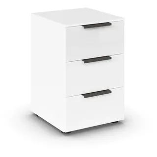Rauch Möbel Flipp, Kommode für Schlafzimmer, Kinderzimmer, Wohnzimmer, Jugendzimmer, Flur, Garderobe, 3 Schubladen, mit Softclose-Funktion, Farbe Glas Weiß, Breite 40 cm